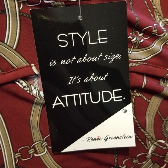 Attitudes By Renee Women's Tunic Top Key Hole Design Burgundy Liquid Knit NEW - Picture 7 of 7